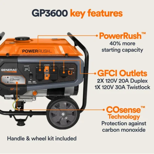 Generac GP3600 Portable Generator - COsense | Model G0077210 - Image 4