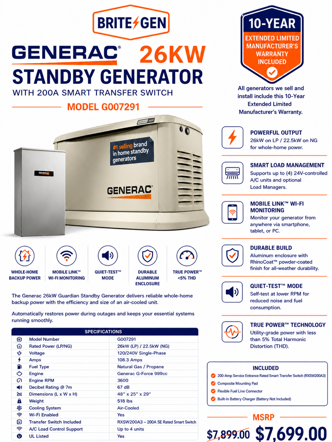 Generac 26kW Home Standby Generator