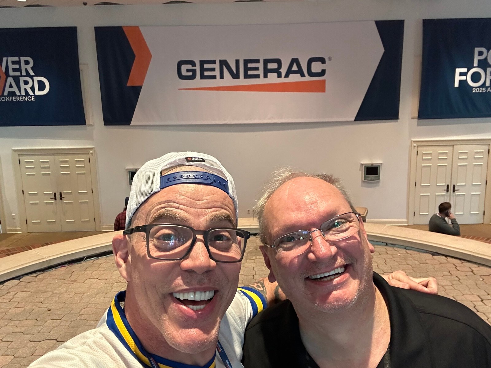 Steve-O with George the Electrician at a Generac event