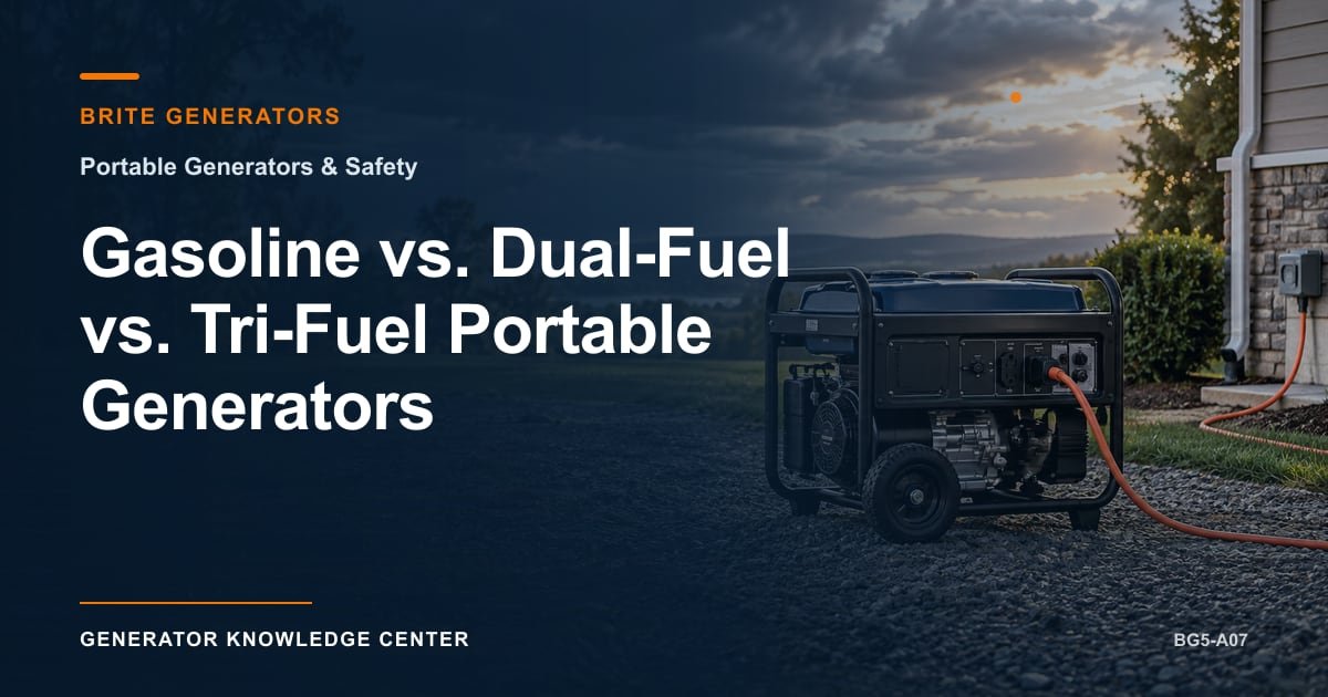 Gasoline vs. Dual-Fuel vs. Tri-Fuel Portable Generators — Brite Generators