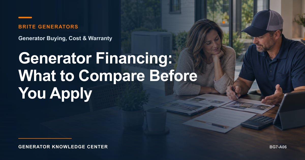 Generator Financing: What to Compare Before You Apply — Brite Generators