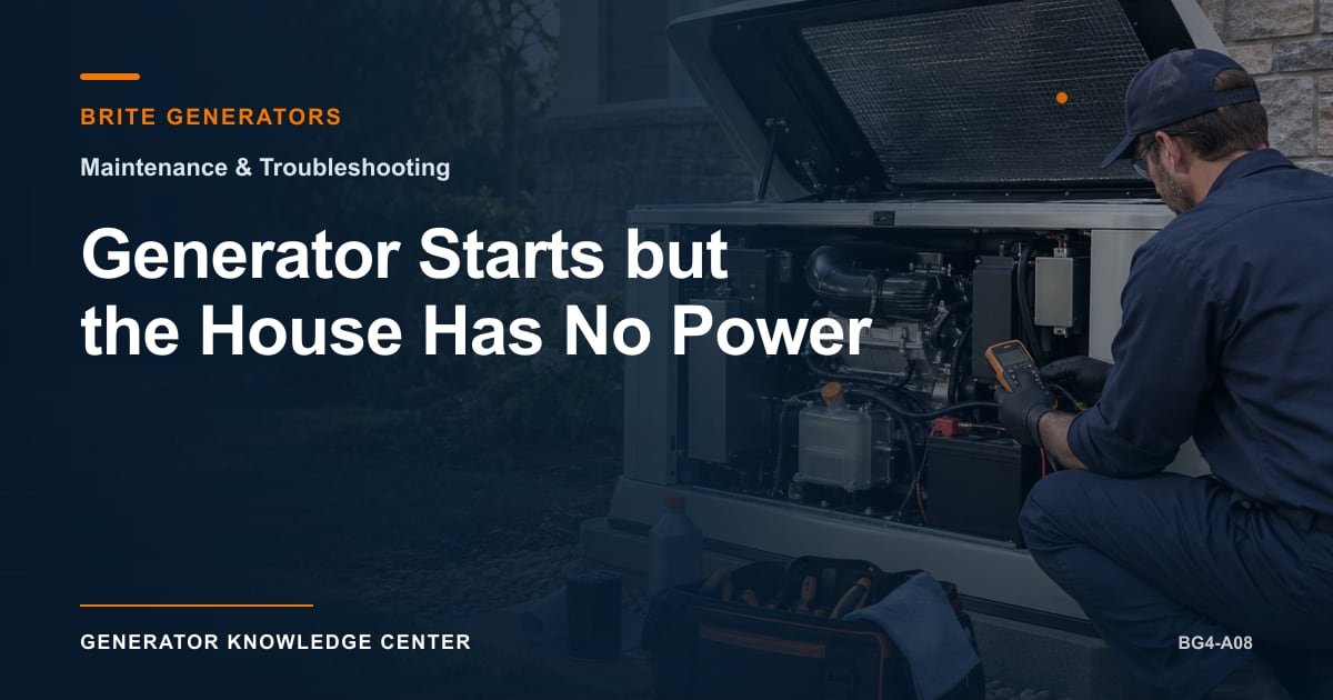 Generator Starts but the House Has No Power — Brite Generators