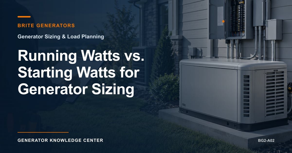 Running Watts vs. Starting Watts for Generator Sizing — Brite Generators