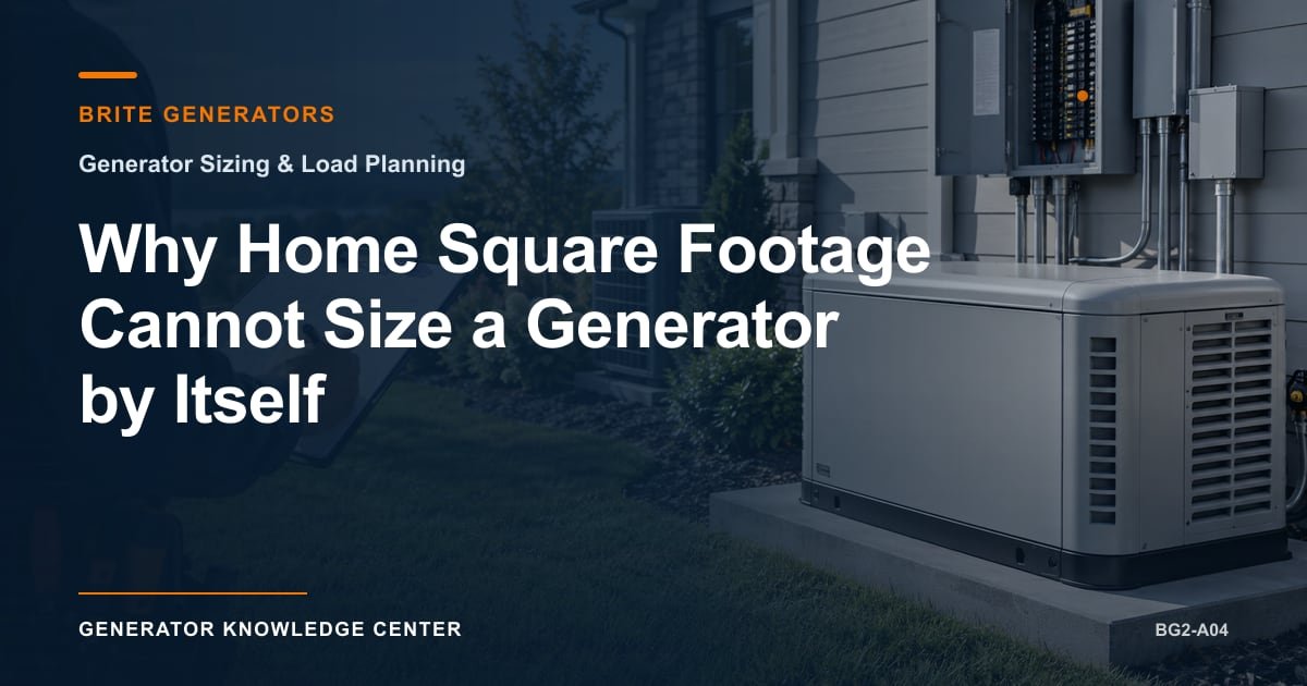 Why Home Square Footage Cannot Size a Generator by Itself — Brite Generators